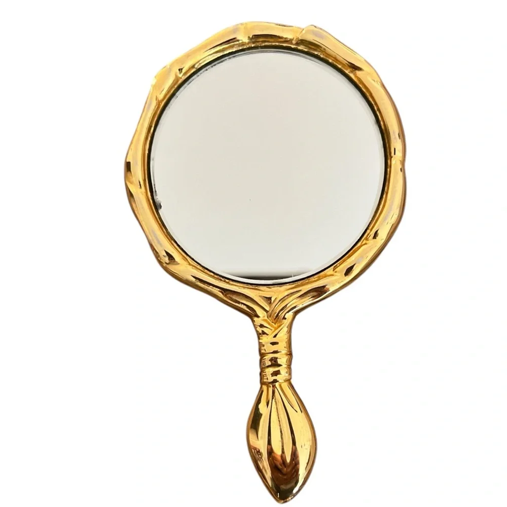 HAND MIRROR GODINGER Gold tone Sculpted Vanity Mini Purse